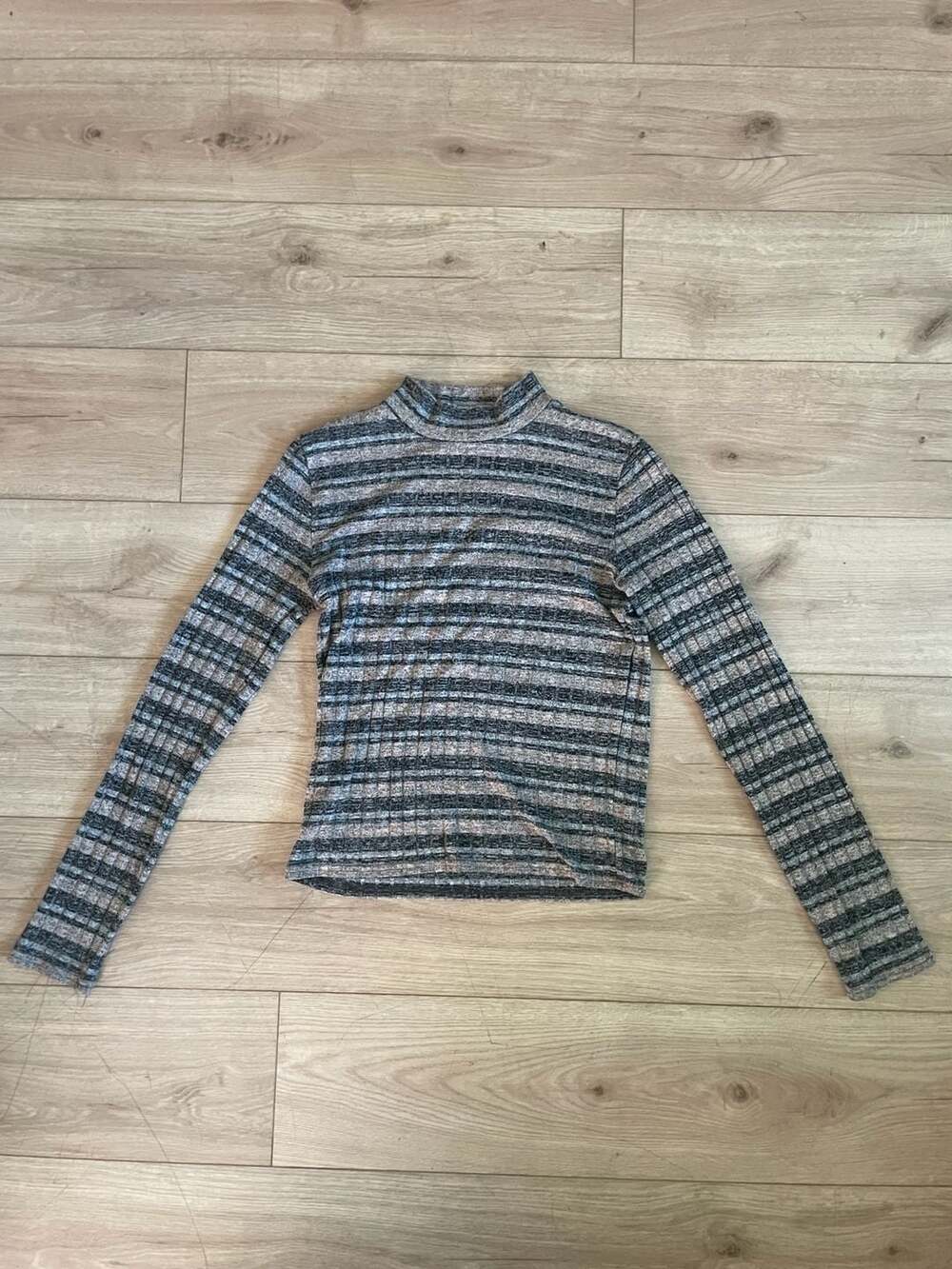 Prince & Fox Striped Mock Neck Long Sleeve Top